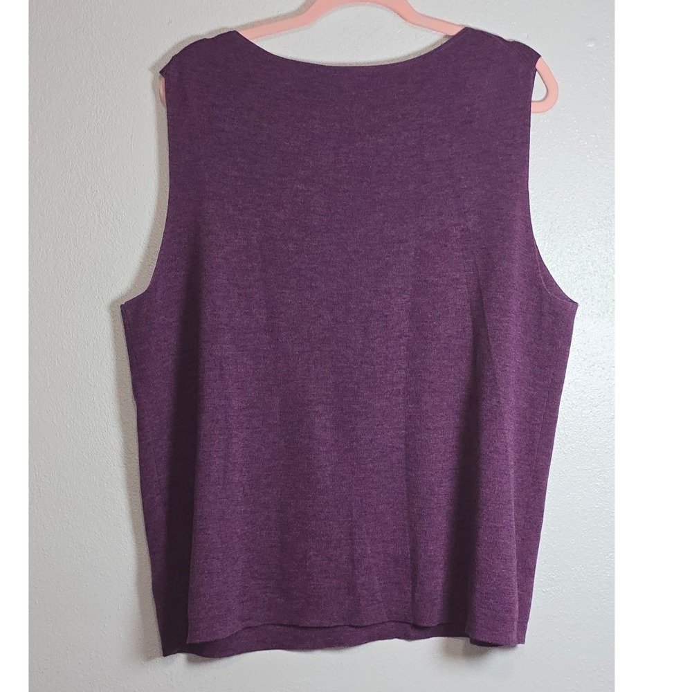 Eileen Fisher Woman Purple 100% Merino Wool Scoop Neck Tank Top Sweater 2X